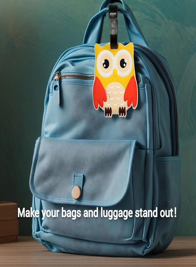 ANINIUCN Cute Owl Luggage Tags Set of 2 Anime Travel Bag ID Labels Silicone Suitcase Name Card Holders for Kids Adults Backpack and Baggage Accessories - Image 4